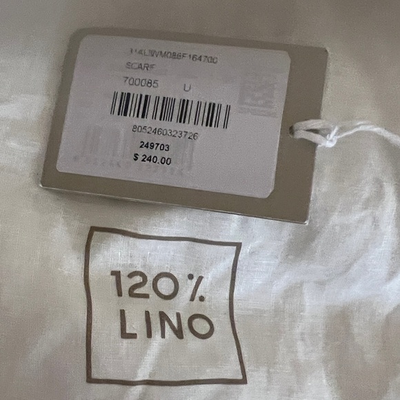 NWT $240.00 120% Lino Made Italy Pink Scarf Wrap Natural Luxury - Picture 10 of 11